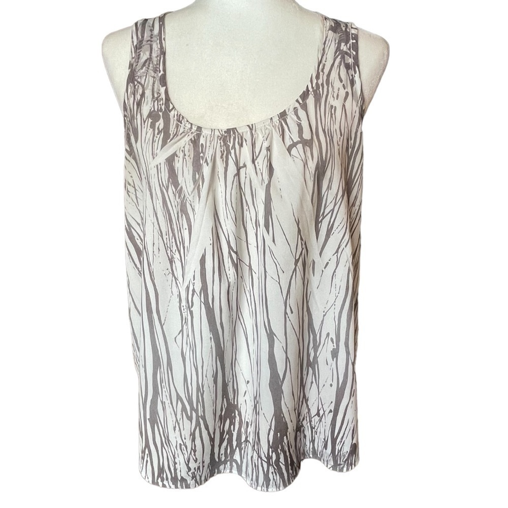 Xxi sleeveless top blouse white grey L